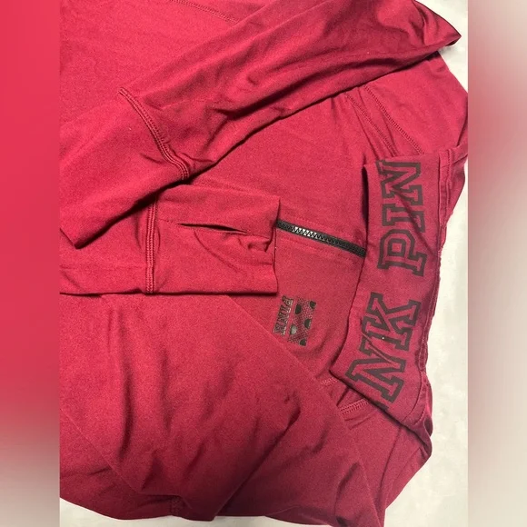 PINK Victoria's Secret Women's Burgundy Zip-Up Sweater - Picture 5 of 5